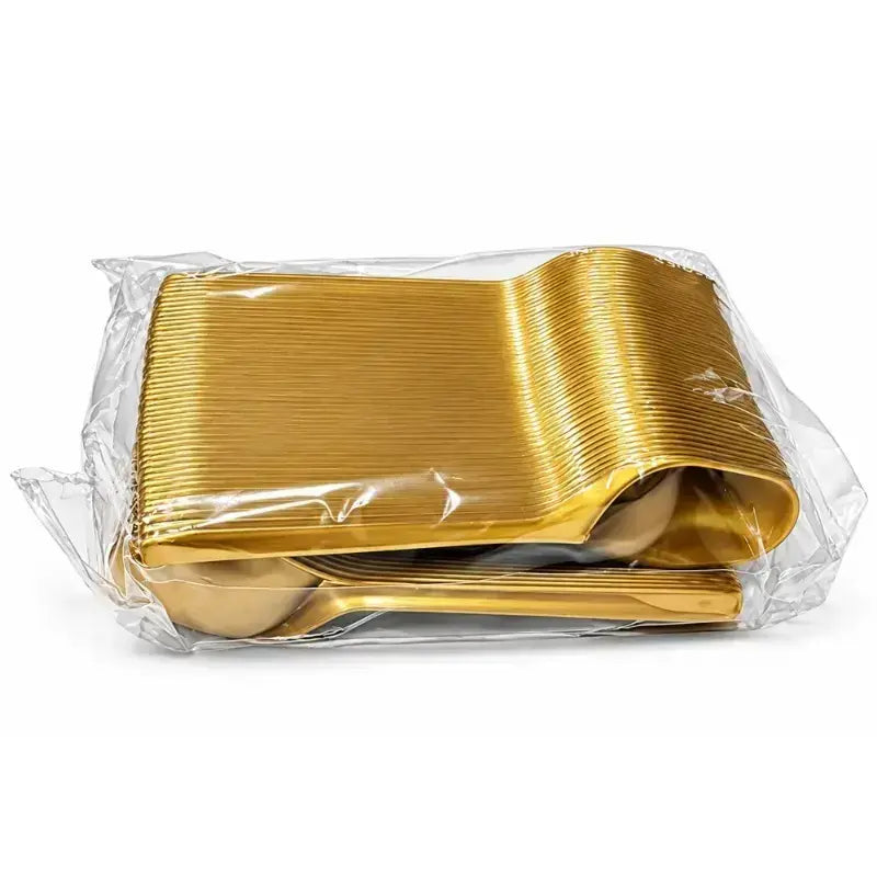 Gold plastic Disposable Spoon (Pack of 100 pcs)