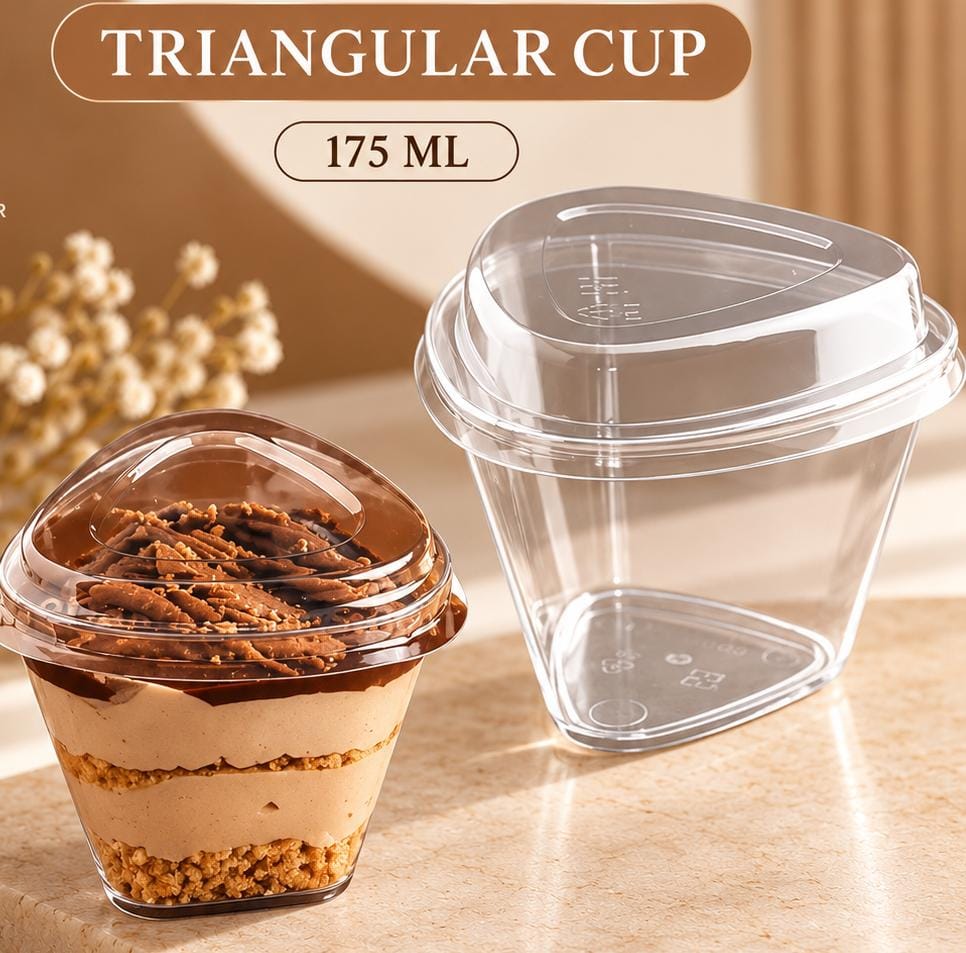 Triangle Desert Cups with lid (175ml)