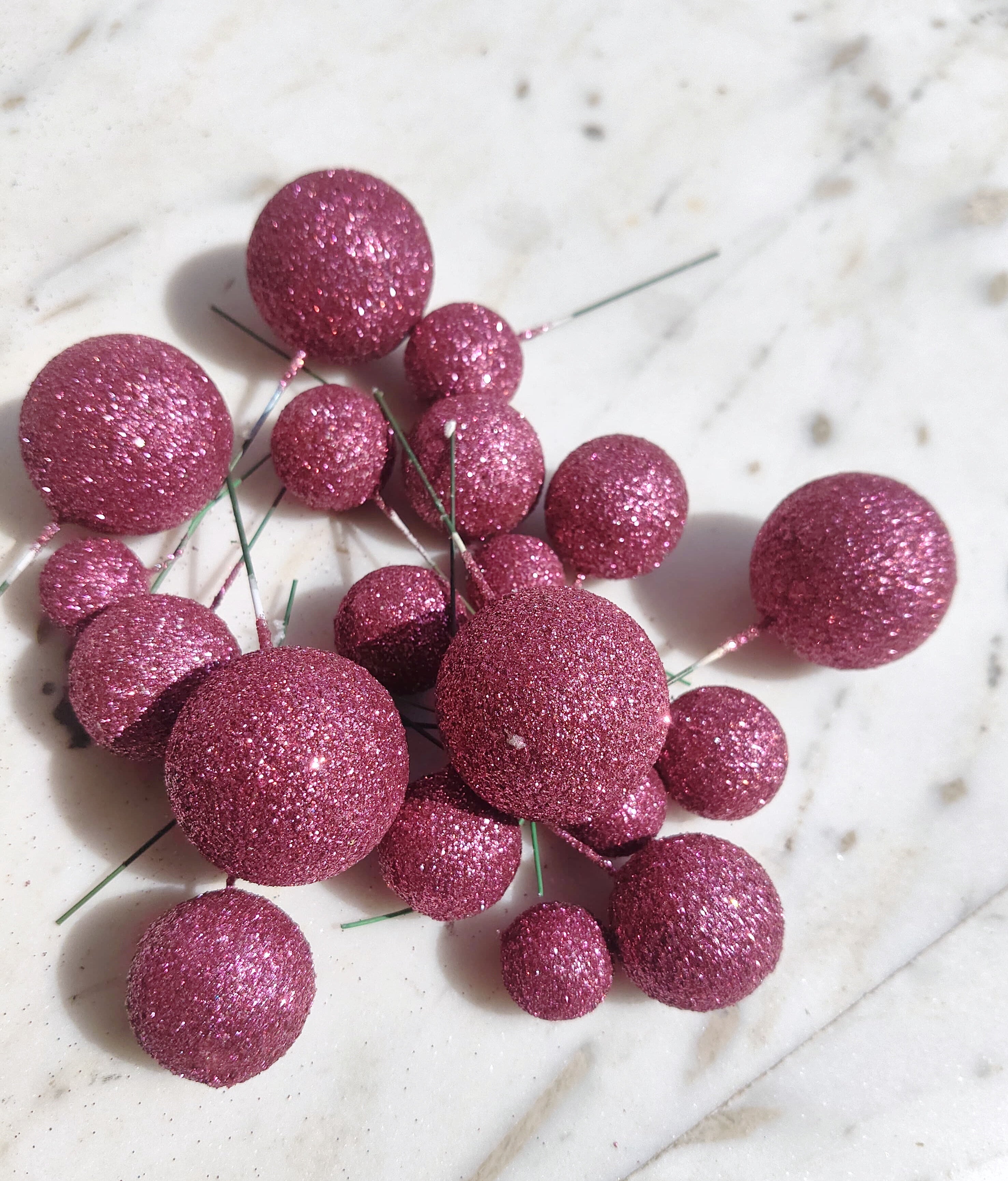 Dark Pink Glitter Balls